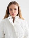 Dievčenská prešívaná bunda s odopínateľnou kapucňou biela LUCINA 100